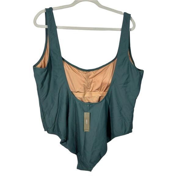J. Crew Ribbed Square Neck One-Piece Swimsuit - Green - 24 NWT - Picture 5 of 12